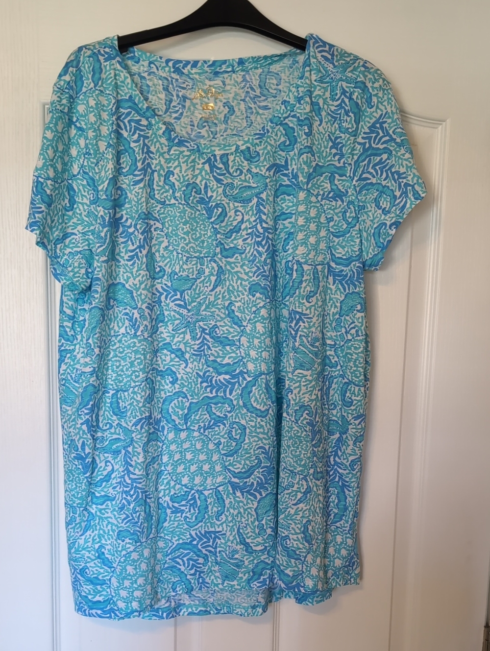Lilly Pulitzer Light Blue Patterned Tee - Brand